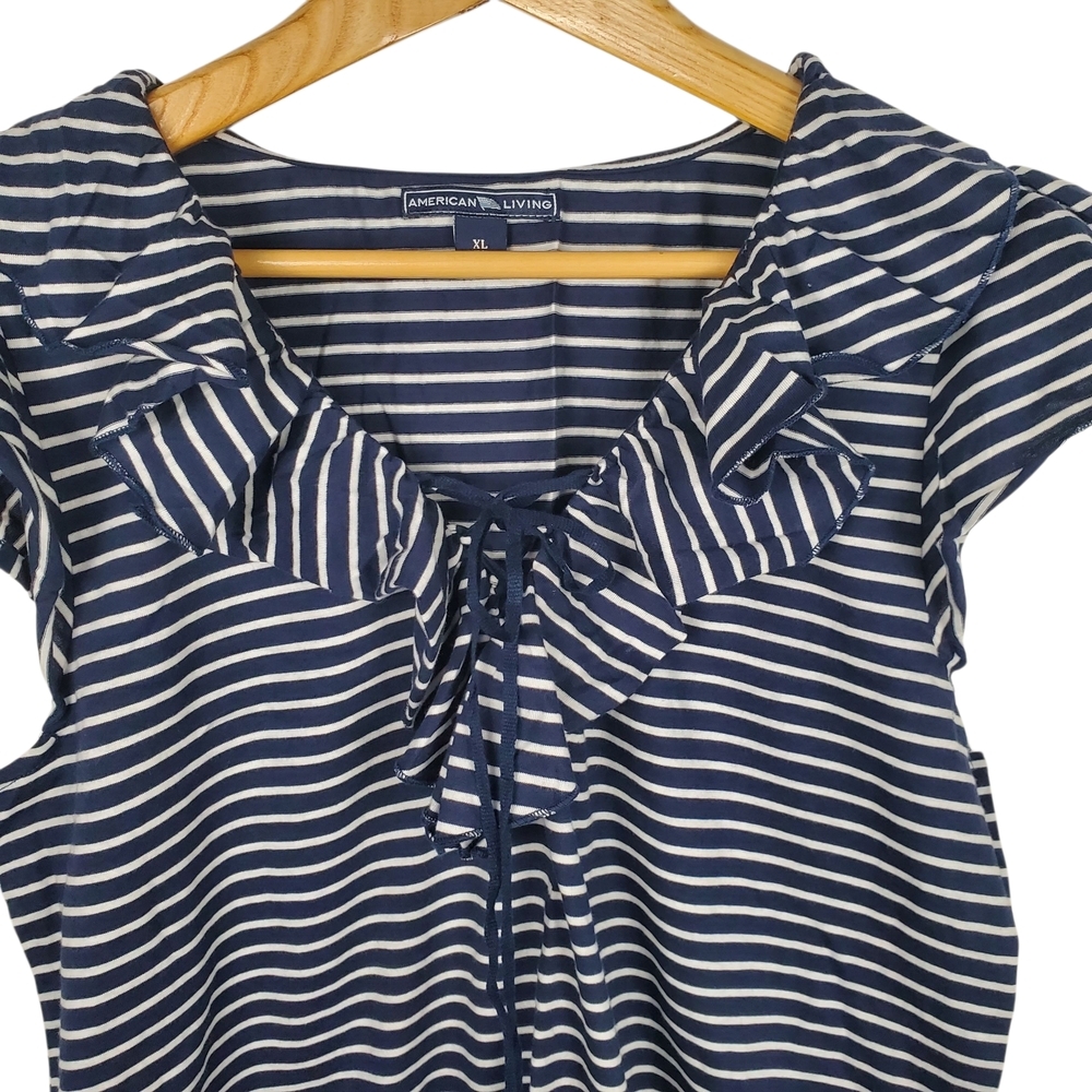 American Living By Ralph Lauren Navy and White Striped Top. XL. Nautical. B0025 - Picture 2 of 9